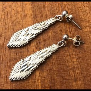 Sterling Silver Chevron Dangle Earrings Push Back
